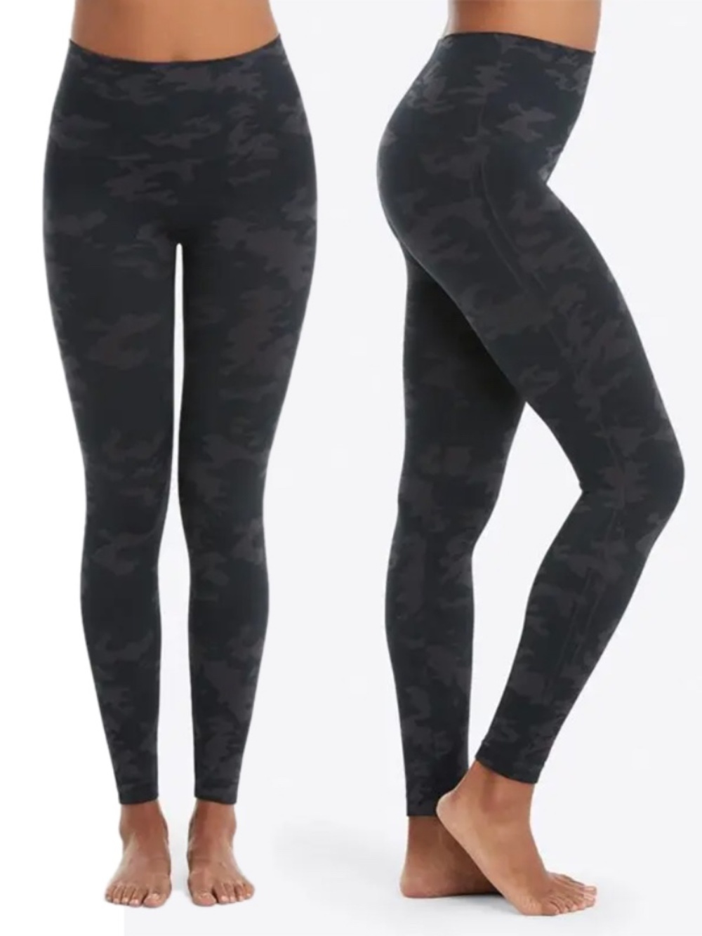 SPANX Look At Me Now Seamless Black Camo Leggings